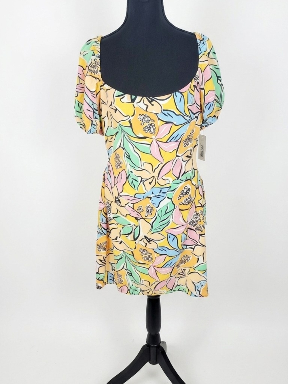 ASTR the Label Tropical Papaya Dress New With Tags Size Large Linen Blend Puff S
